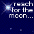 A 3x3 contact sheet of animated frames showing a pixelated space-themed animation with white text on a dark blue background, featuring stars and repeated phrases about reaching for the moon and catching a star.