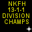 Yellow pixelated text on black background reads NKFH 13-1-1 DIVISION CHAMPS with white star-like symbols scattered across the image.