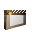 A pixelated clapperboard icon with a brown frame, white screen area, and yellow circular detail at the top-left corner.