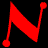 A 48x48 pixel animated contact sheet showing two frames of a red stylized 'N' icon with rounded dots on black background, displaying motion between frame positions.