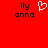 Red background with black pixelated text 'ily anna' on left and right, white pixelated heart symbol in center.