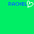 Green background with blue text 'RACHEL' on left and right, white pixelated heart replacing the 'O' in left 'RACHEL'.