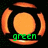 Animated orange circular icon with four curved segments around a central circle, green text below changing from 'green' to 'lantern', black background.