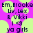 Pixelated text on a bright pink background with light green circular shapes, displaying names and phrases in dark purple block letters.