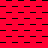 Red background with black squares and horizontal lines forming a pattern that transitions from solid to checkerboard in the center