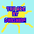 Pixelated sunburst icon with text "YOU ARE MY SUNSHINE" in blue and red block letters on yellow background, light blue backdrop.