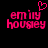 Pixelated pink text 'emily houdey' with a heart symbol above the first name on black background, two versions side-by-side.