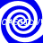 Four identical blue and white spiral patterns arranged in a with a central blue cross, each spiral containing faint light green text