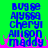 Blue pixelated text on green background with pink and purple glitch effects at bottom, showing names in vertical list.