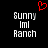 Red pixelated heart above white pixelated text 'Bunny Imi Ranch' on black background, with two identical side-by-side text blocks.