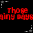 Red pixelated text repeats 'Those rainy days' across two on a black background, with white and gray star-shaped cursor icons scattered around