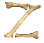 Nine identical bone-shaped objects arranged in a on gray background, each composed of two connected segments with textured beige-brown coloration