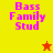 Pixelated text "Bass Family Stud" on colored backgrounds with star symbols in different positions and colors.
