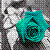 Pixelated teal rose with layered petals against a gray and white checkered background, rendered in low-resolution digital art style.