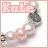 A static image of a beaded bracelet with pink and white pearls, dark green accents, and the text 'Kate' in light pink at top left.