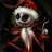 Pixelated character with skeletal face wearing Santa hat and smoking pipe, standing against dark background next to pink text reading NAUGHTY OR NICE.