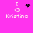 Pixel art icon with pink background showing 'I <3 Kristina' text and four distinct animation states of a black symbol above the heart.