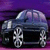 Animated sequence showing a dark blue car with silver wheels against purple background, transitioning to two AK-47 rifles on white background.