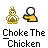 Animated contact sheet of a yellow cartoon chicken character interacting with a white circular object across 11 frames, displayed in a 4x3 grid on gray background.