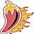 Animated red chili pepper with yellow flame accents on white background, displaying subtle motion in the flames.