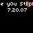Pixelated text displays 'you Steple' with red pixel artifacts on the 'E', and version number '7.20.07' below, repeated side-by-side.