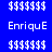 A static digital image displays two vertical of dollar signs and text on alternating blue and black backgrounds
