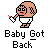 Pixelated baby character in white diaper holding red-and-white bottle, standing on gray background with "Baby Got Back" text below.
