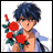 Pixelated anime-style character holding red roses with two distinct facial expressions across sampled frames, displayed in a contact sheet layout.