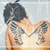A pixelated contact sheet showing two frames of an animated icon featuring a person's back with tattoos and the text "PLACEBO" on a black background.