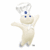 Static pixelated image of a cartoonish dough-like character wearing a chef's hat with blue accents, standing in a welcoming pose against a white background.
