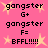 Pixelated text and star graphics on a pink background, with repeated phrases and symbols in black and yellow.