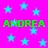 Pixelated green text "ANDREA ANDREA" repeats across a bright pink background with scattered light blue stars.