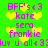 Green background with yellow heart shapes and purple text reading 'BFF's<3 kate sera frankie luv u all<33' repeated in two