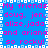 Blue background with pink text reading 'My friends doug, jen, alize, jada and ariana so rocky!' repeated in a pattern, bordered by white and light blue pixelated squares