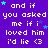 Purple background with white pixelated text repeating 'and if you asked me if i loved him i'd lie <3' and small blue stars scattered throughout.