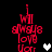 Red pixelated text 'I'll always love Uorr' on black background with a white heart icon, transitioning to gray.