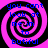 Four identical spiral patterns with pink and black stripes, each containing blue text reading "you cant look at me im to butiful" on a black background.