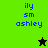Pixelated text 'ily sm ashley' in blue on green and black backgrounds with a star symbol changing from black to green.