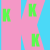 A static image with large pink letters spelling 'Kelsey' over a light blue background, surrounded by scattered green smaller letters and two instances of the name 'Kelsey' in matching colors below.