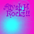 Pixelated text 'AryabH Rocks!!' in purple on a pink-to-blue gradient background with shifting light effects.