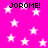 A static image with a bright pink background filled with white stars and repeated black text reading "JOROME!" in pixelated font.