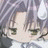 Pixelated anime-style character with light purple hair and closed eyes on left, black background with white text on right.