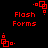 Red pixelated text and geometric shapes on black background, with animated rotation of square patterns.