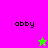 A split-screen icon with two vertical sections showing the name 'abby' on pink and green backgrounds, each containing a star symbol that changes color between frames.