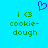 Pixelated blue heart above green text reading 'i <3 cookie-dough' on a bright cyan background.