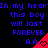 Blue pixelated text on black background with red triangular icons containing heart symbols and 'A.A.' text.