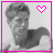 A 4x3 contact sheet of a black-and-white animated icon featuring a young man with tousled hair and a sleeveless shirt, each frame bordered in pink with a pixelated heart symbol above his head that changes size across frames.