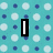 Pixelated text reads 'I Love Polka Dots!' over a teal background with repeating light blue and dark blue polka dots.