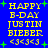 Blue background with yellow text reading "HAPPY B-DAY JUSTIN BIEBER <3<3<3" and green plus signs, displayed in two identical vertical with slight pixel variations between observations