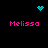 Four identical pink 'Melissa' text labels arranged in a on black background, with cyan pixel art icons above and below the top-left and bottom-right labels